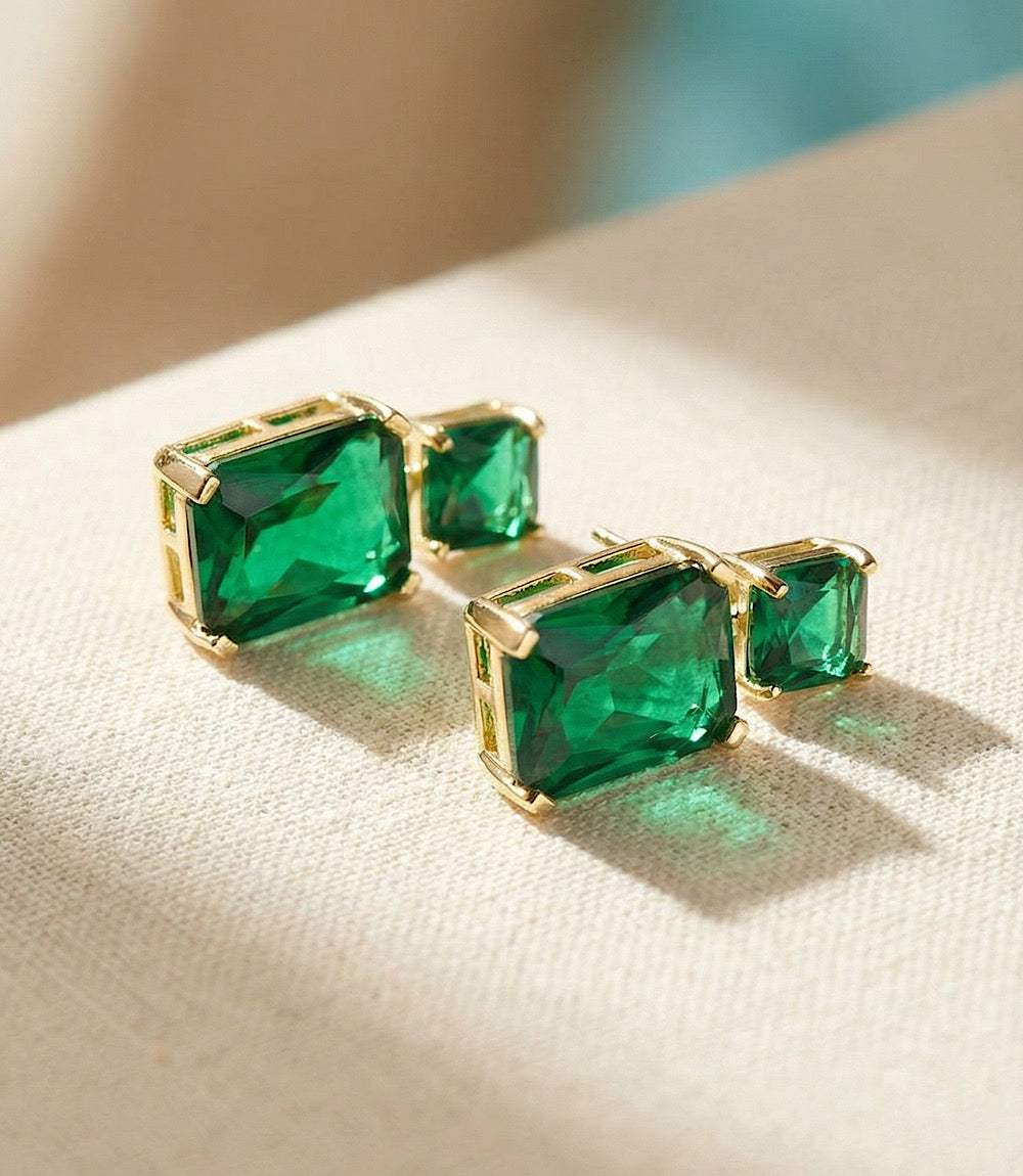 Princess Cut Drop Earrings