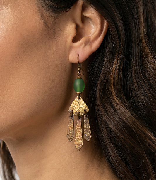 Hammered Brass Dangle Earrings