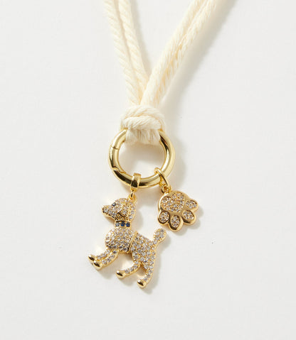 Pavé Dog And Paw Cord Necklace