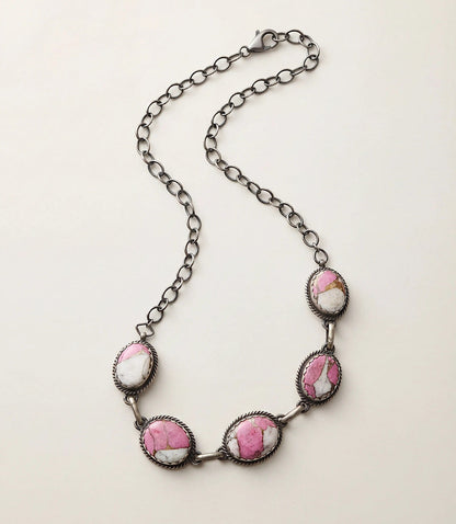 Embellished Cotton Candy Turquoise Link Necklace