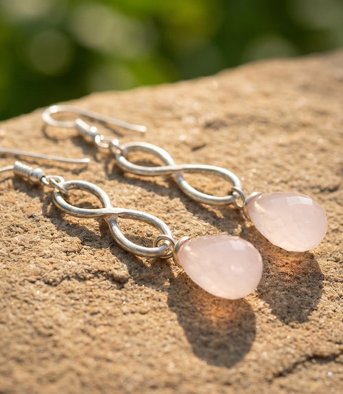 Pink Opal Twist Earrings