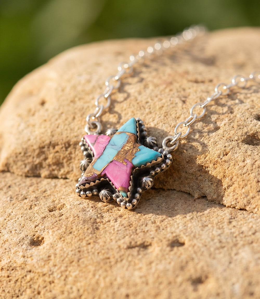 Cotton Candy Turquoise Star Necklace