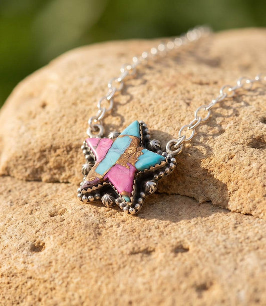 Cotton Candy Turquoise Star Necklace