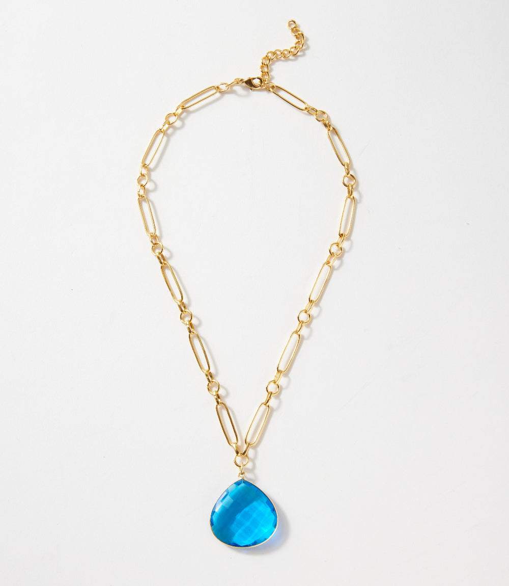 Teal Quartz Pendant Necklace