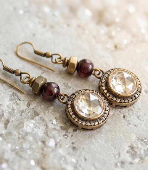 Crystal Disc Drop Earrings