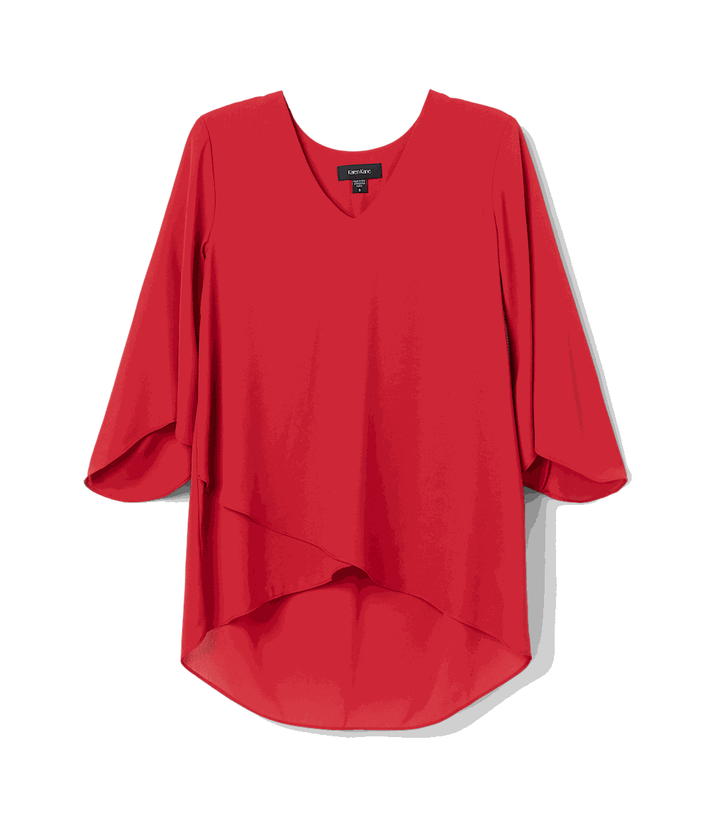 Petite Size Bracelet Sleeve Asymmetric Top