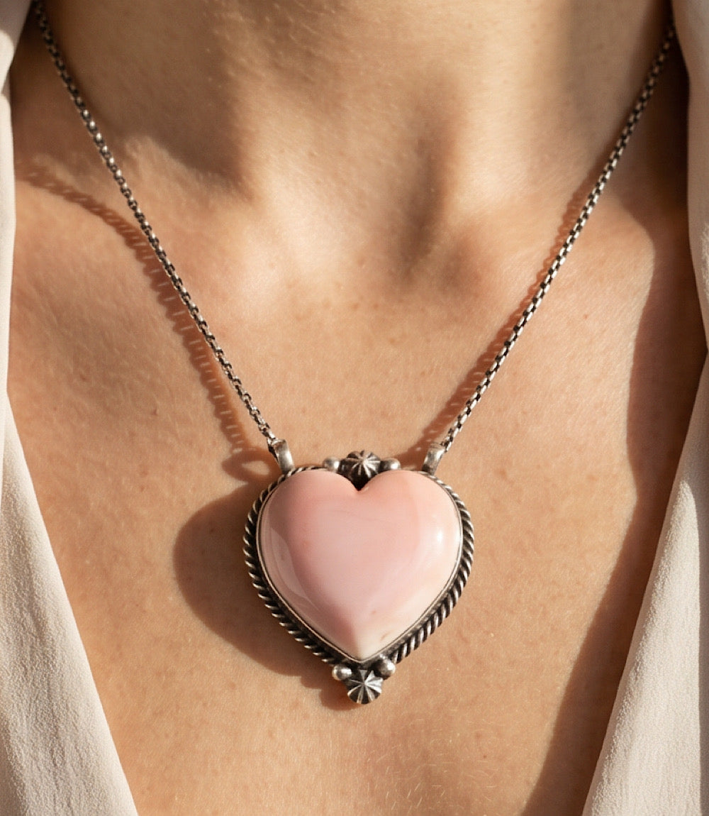 Pink Conch Heart Necklace