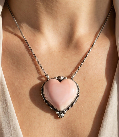 Pink Conch Heart Necklace