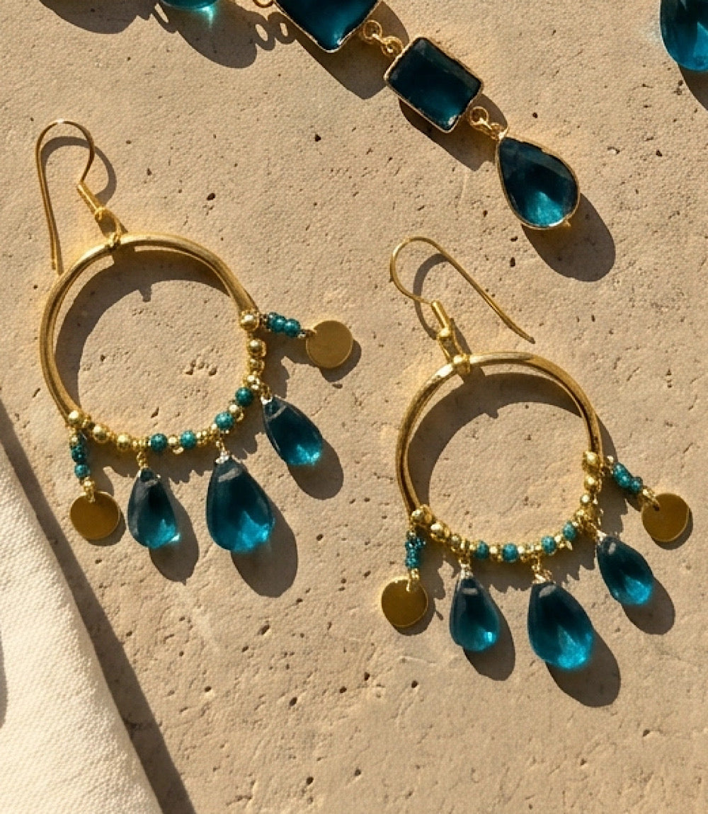 Teal Topaz Dangle Earrings
