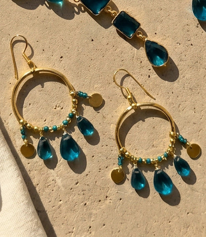Teal Topaz Dangle Earrings
