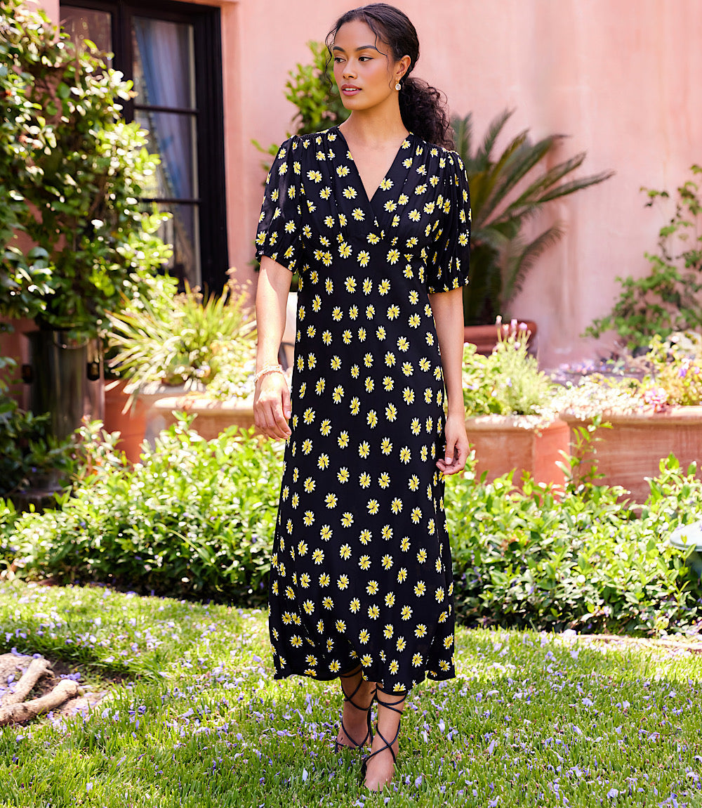 Puff Sleeve Bias Dress