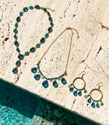 Teal Topaz Lariat Necklace