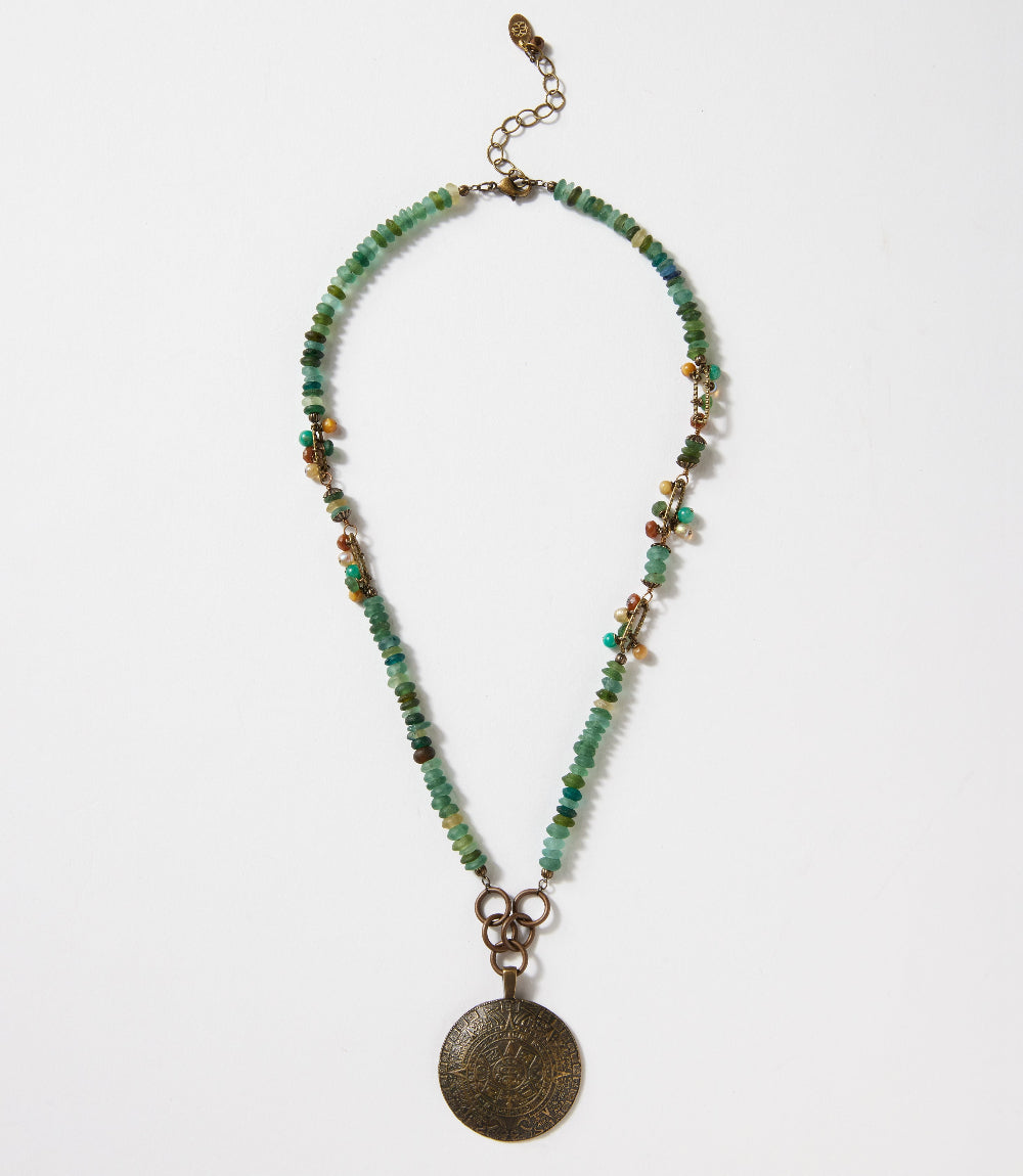 Antique Brass Medallion Statement Necklace