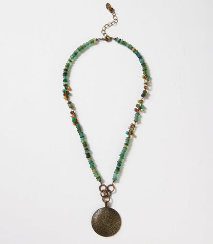 Antique Brass Medallion Statement Necklace