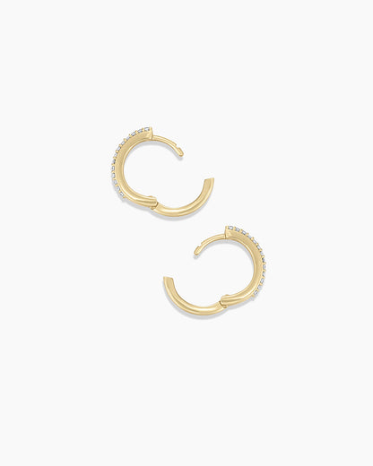 14K Diamond Double Down Huggies