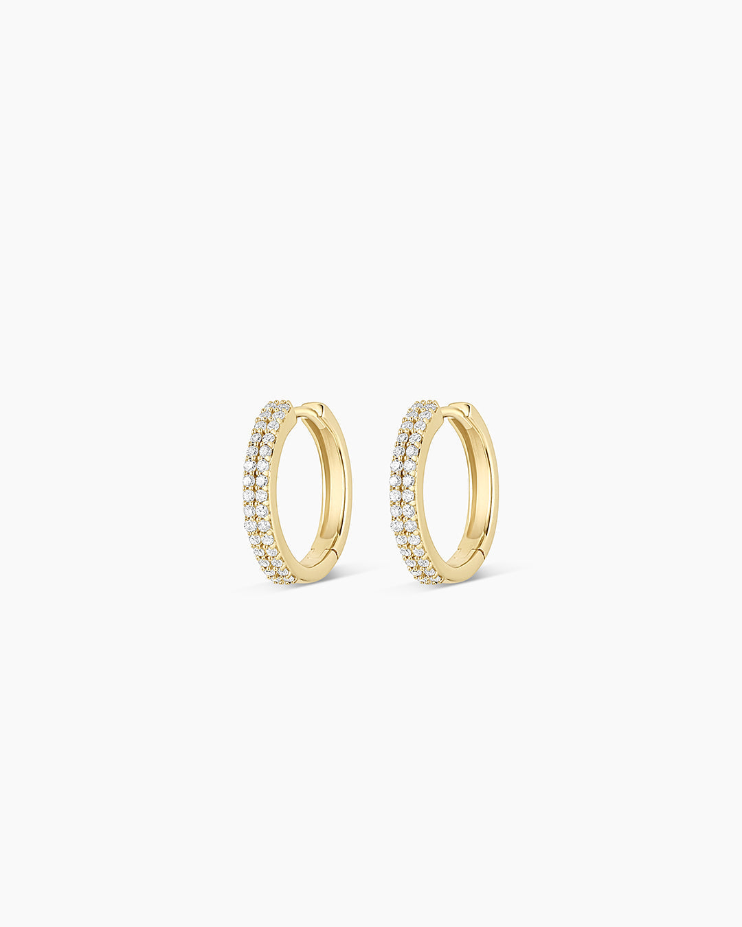 14K Diamond Double Down Huggies