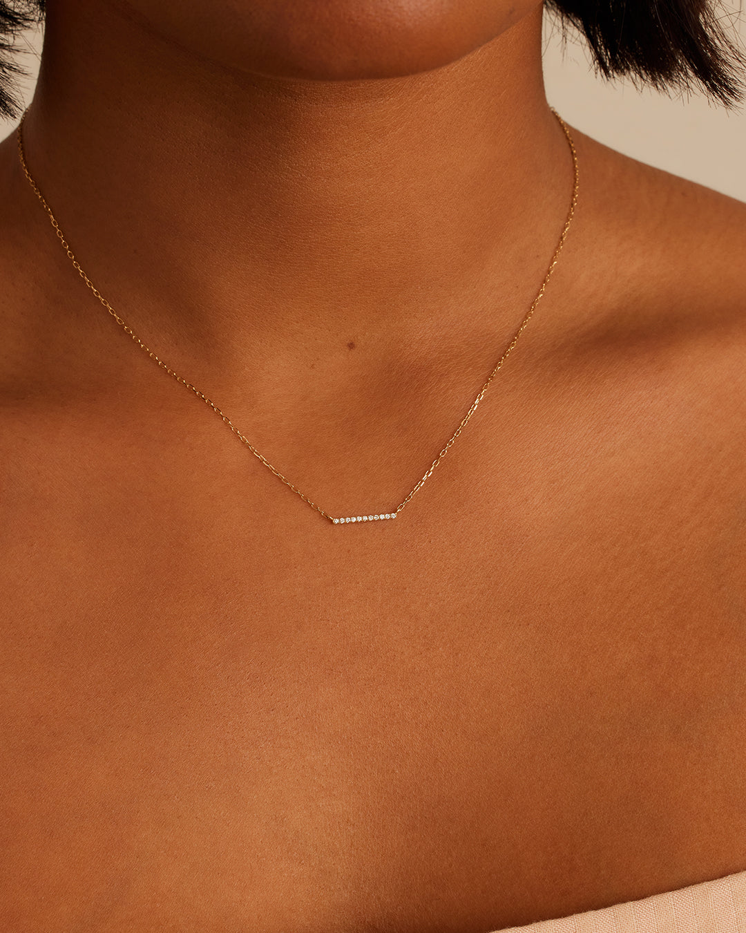 14K Diamond Bar Necklace