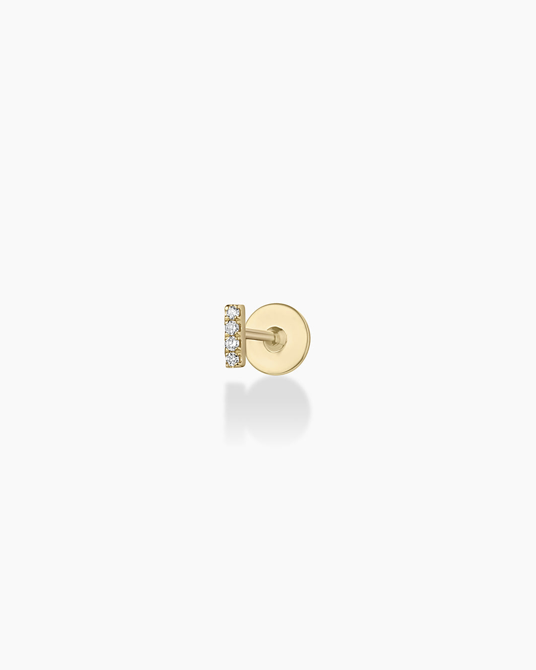 14K Diamond Pavé Bar Flat Back Single Stud