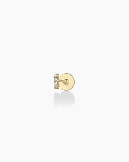 14K Diamond Pavé Bar Flat Back Single Stud