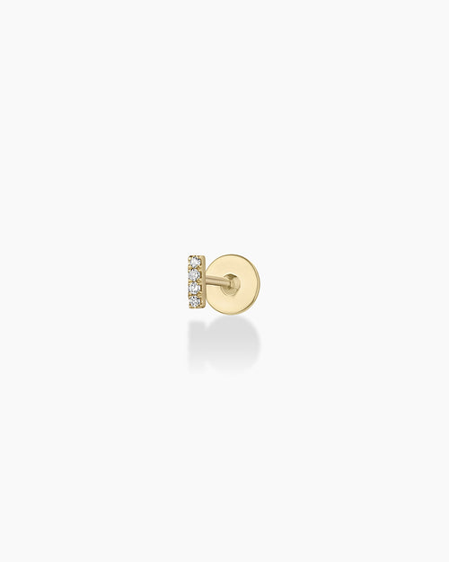 14K Diamond Pavé Bar Flat Back Single Stud