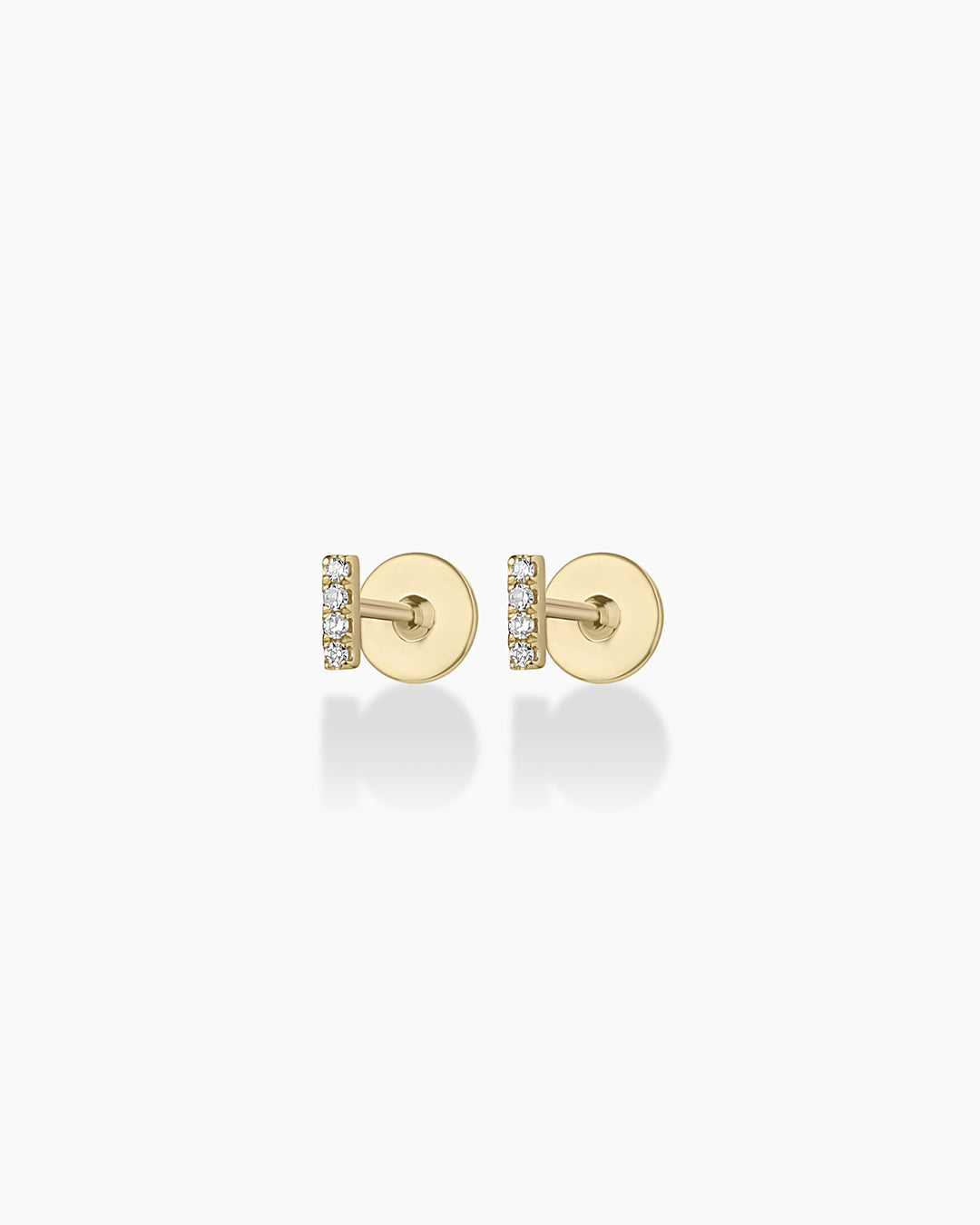 14K Diamond Pavé Bar Flat Back Studs