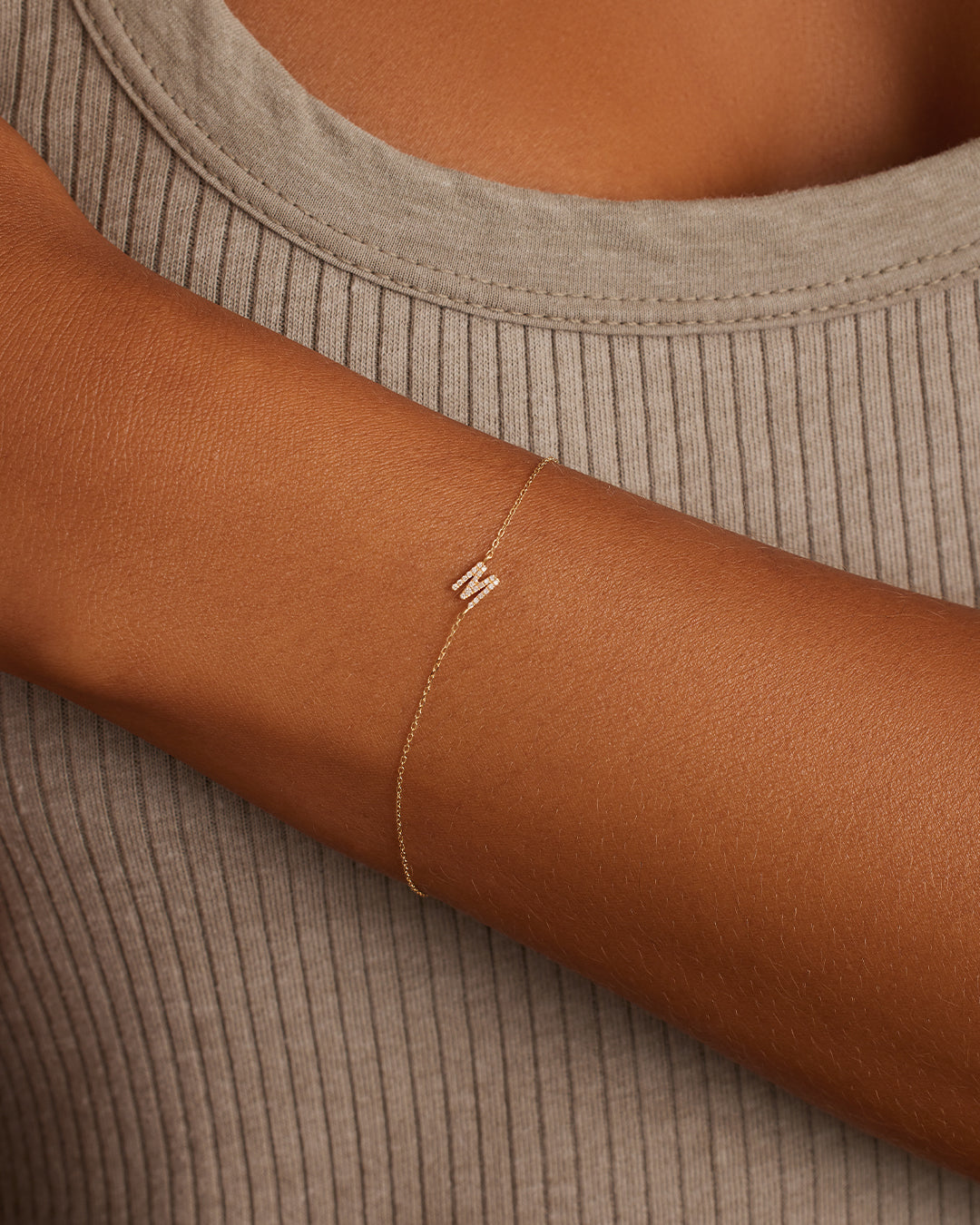 14K Diamond Pavé Alphabet Bracelet
