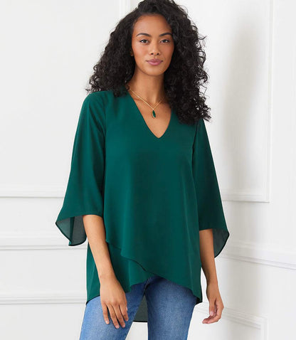 Petite Size Bracelet Sleeve Asymmetric Top