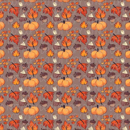 Autumn Pumpkins, Leaves, and Acorns Patterned Adhesive Vinyl
