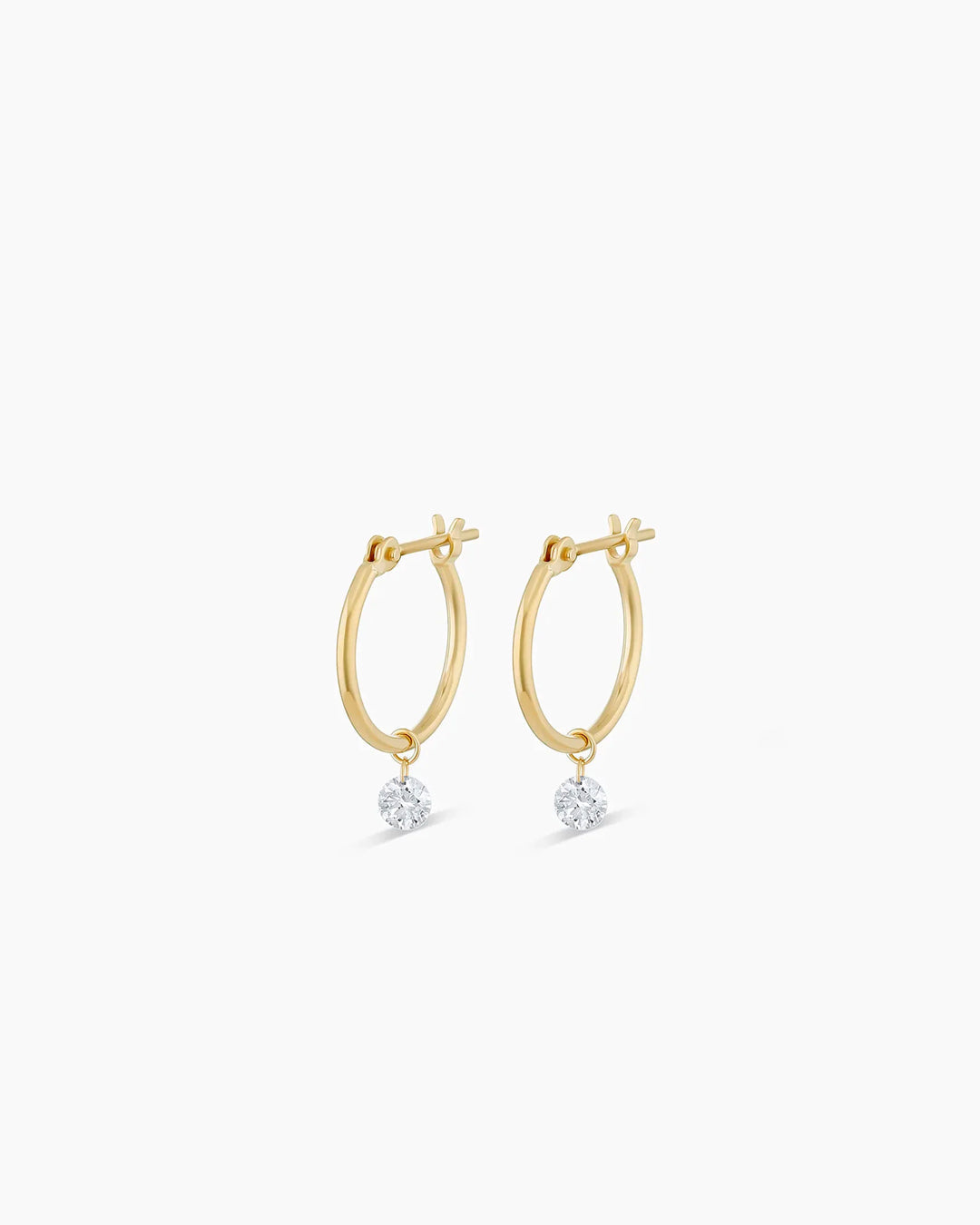 18K Floating Diamond Huggies