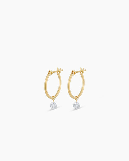 18K Floating Diamond Huggies
