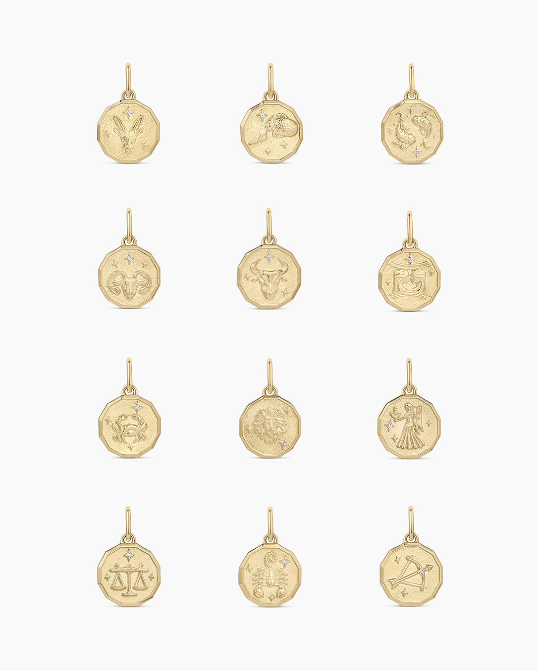 14K Diamond Zodiac Coin Charm