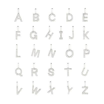Solid White Gold Genuine Diamond Initial Letter Necklace