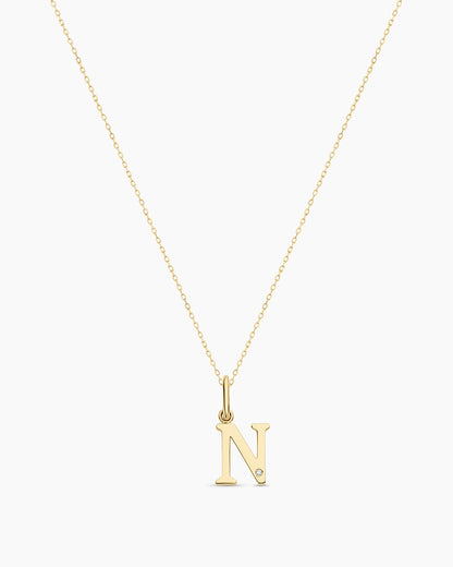14K Diamond Vintage Alphabet Charm Necklace