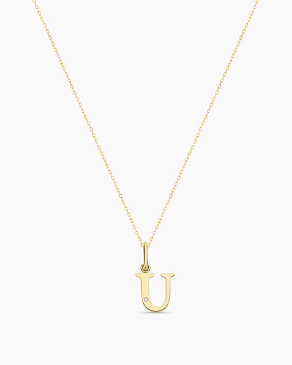 14K Diamond Vintage Alphabet Charm Necklace