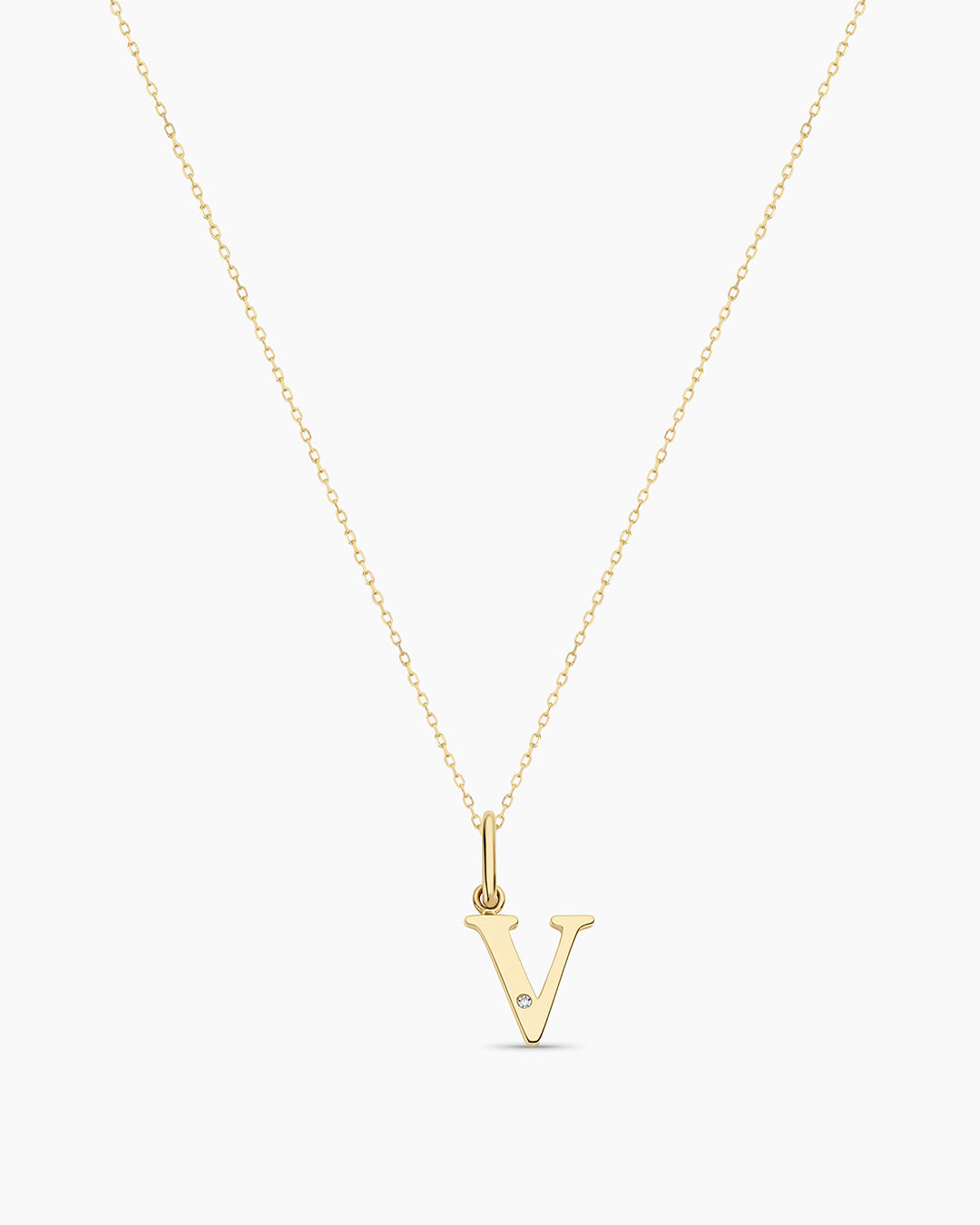 14K Diamond Vintage Alphabet Charm Necklace