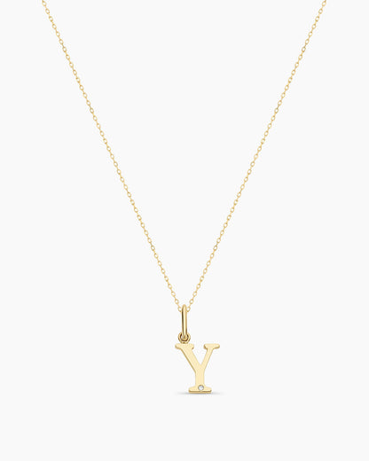 14K Diamond Vintage Alphabet Charm Necklace