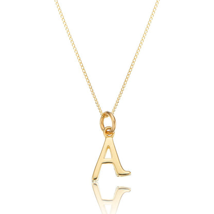 Solid Gold Curve Initial Letter Necklace