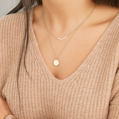 Silver Small Diamond Style Disc Necklace