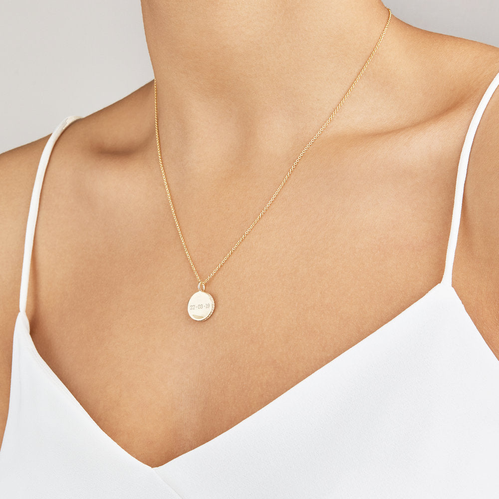 Silver Small Diamond Style Disc Necklace