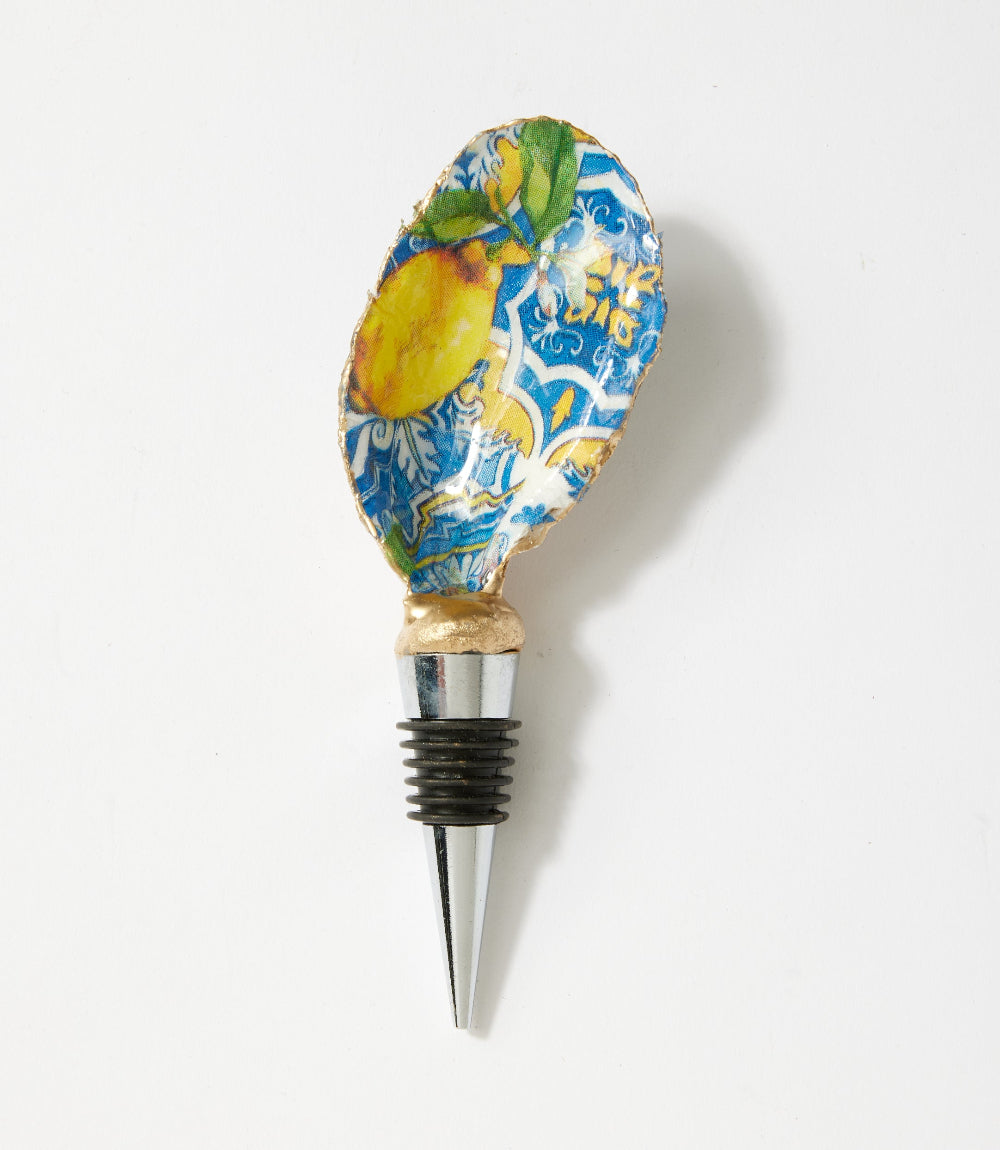 Lemon Tile Oyster Shell Wine Stopper
