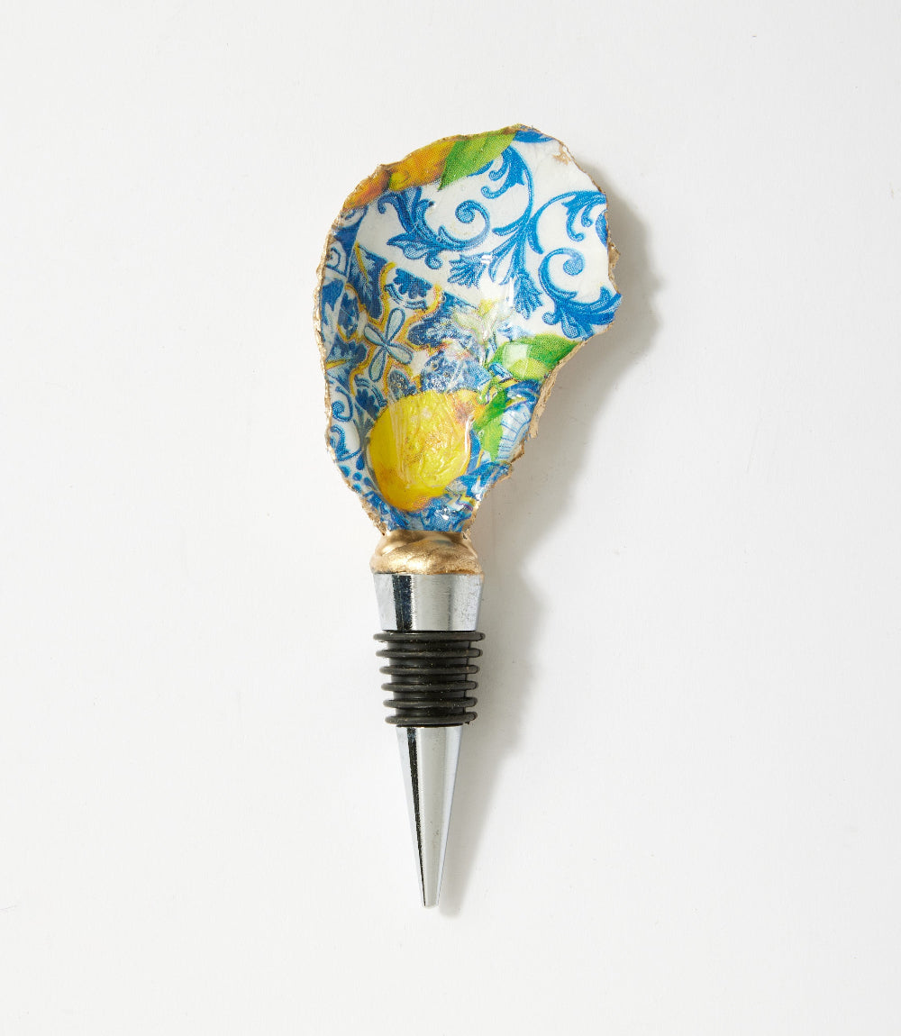 Lemon Tile Oyster Shell Wine Stopper