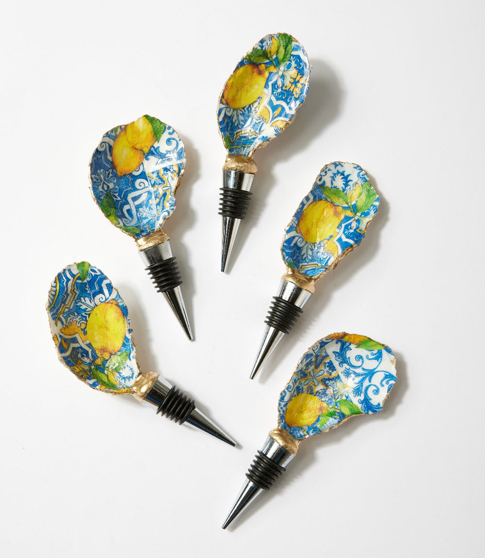 Lemon Tile Oyster Shell Wine Stopper