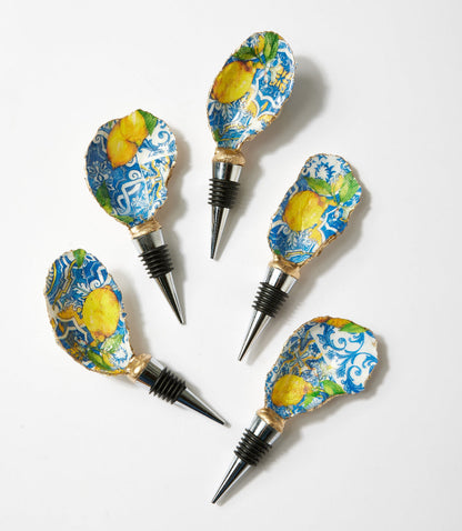 Lemon Tile Oyster Shell Wine Stopper