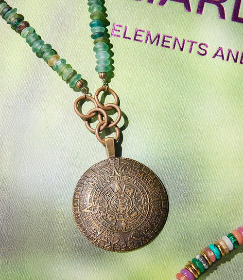 Antique Brass Medallion Statement Necklace