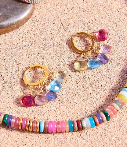 Gemstone Huggie Earrings