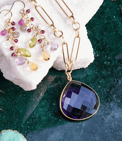 Amethyst Quartz Pendant Necklace