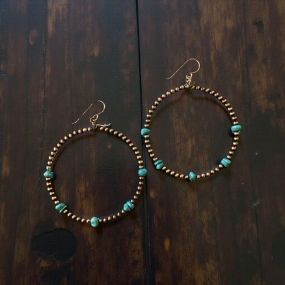 Beautiful Navajo Pearl Hoop Earrings
