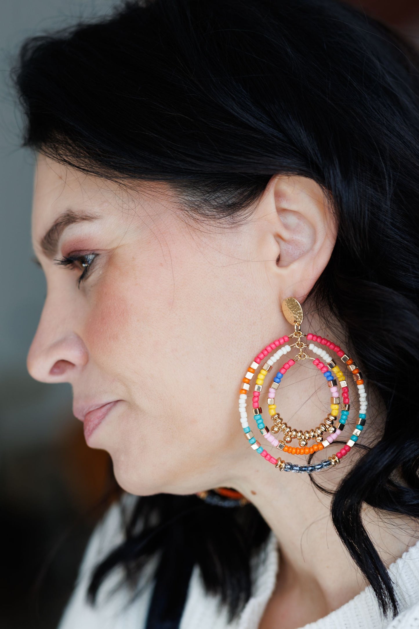 Beautiful Pink Beaded Statement Earrings