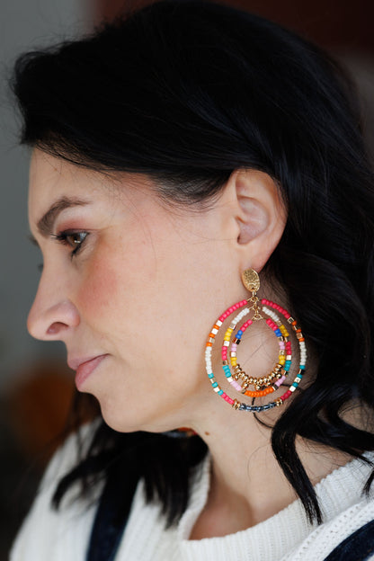 Beautiful Pink Beaded Statement Earrings