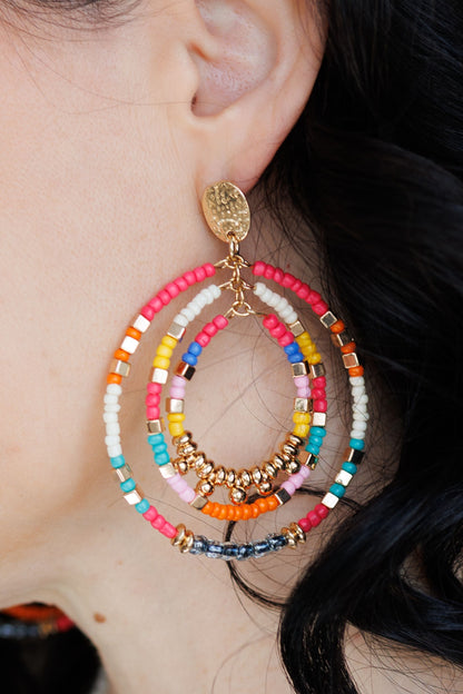 Beautiful Pink Beaded Statement Earrings